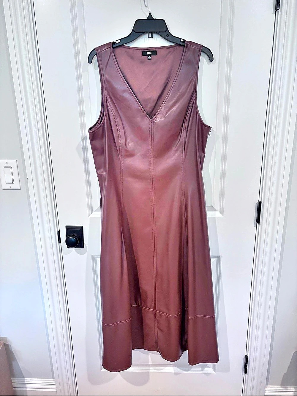Paige Fiorella Faux Leather Midi Dress Brown Size 12